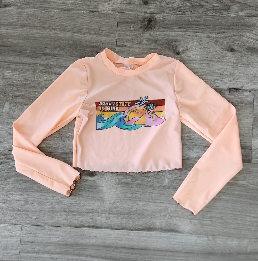 Cat & Jack • Girls 'Sunny State Of Mind' Cropped Long Sleeve Swim Rash Guard